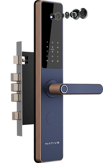 NATIVE By Urban Company Lock Pro with Camera Unlock & Doorbell Connect | 7-Way Unlock |Free Installation Smart Door Lock (Blue) - Uncategorized