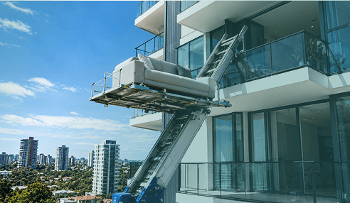 Balcony lift service for difficult-access properties
