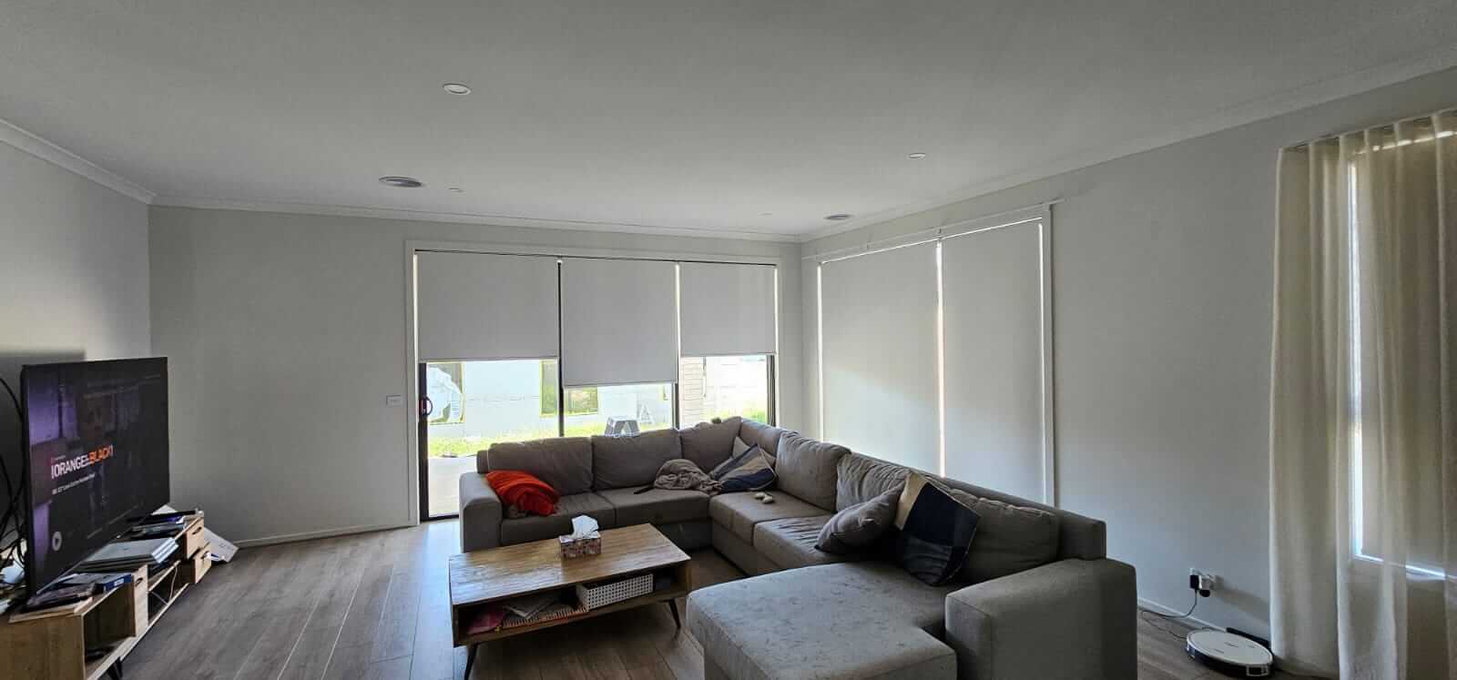 White roller blinds